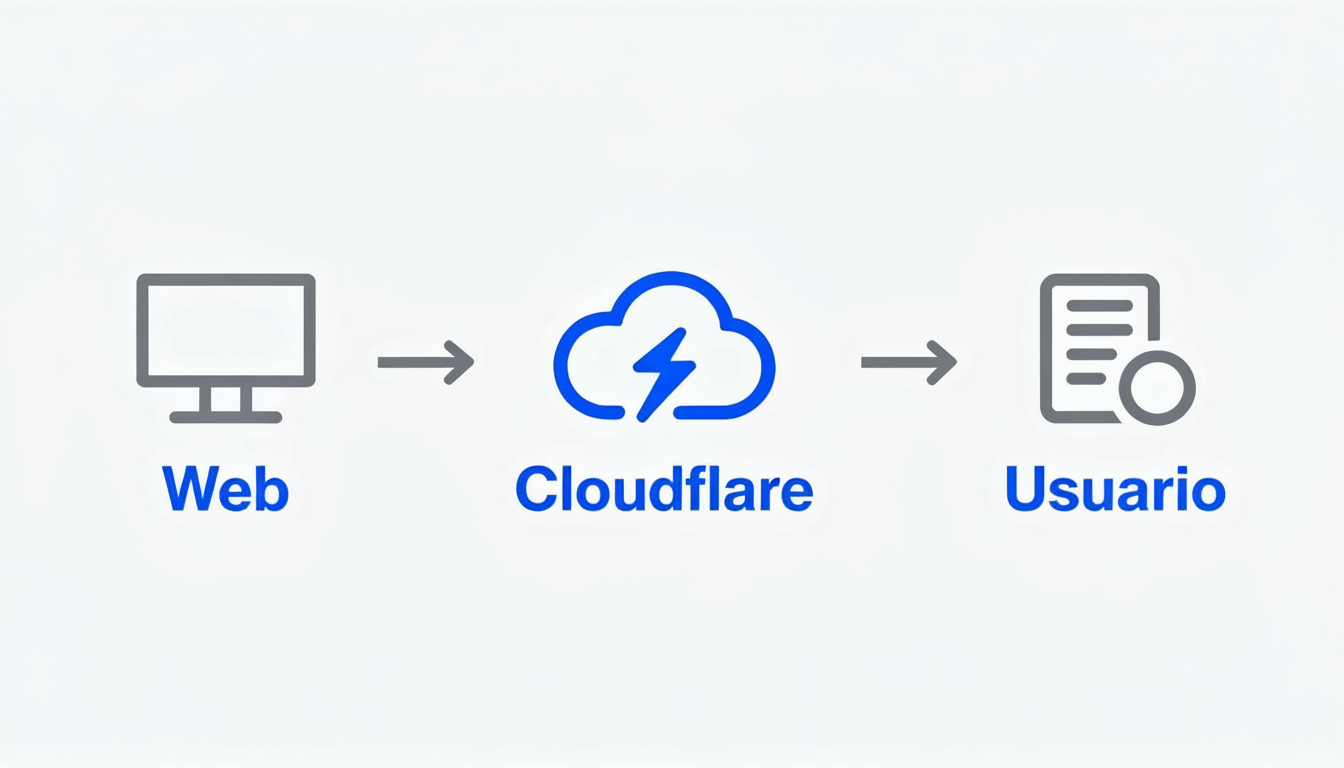 Diagrama explicativo de cómo funciona la infraestructura de Cloudflare protegiendo sitios web