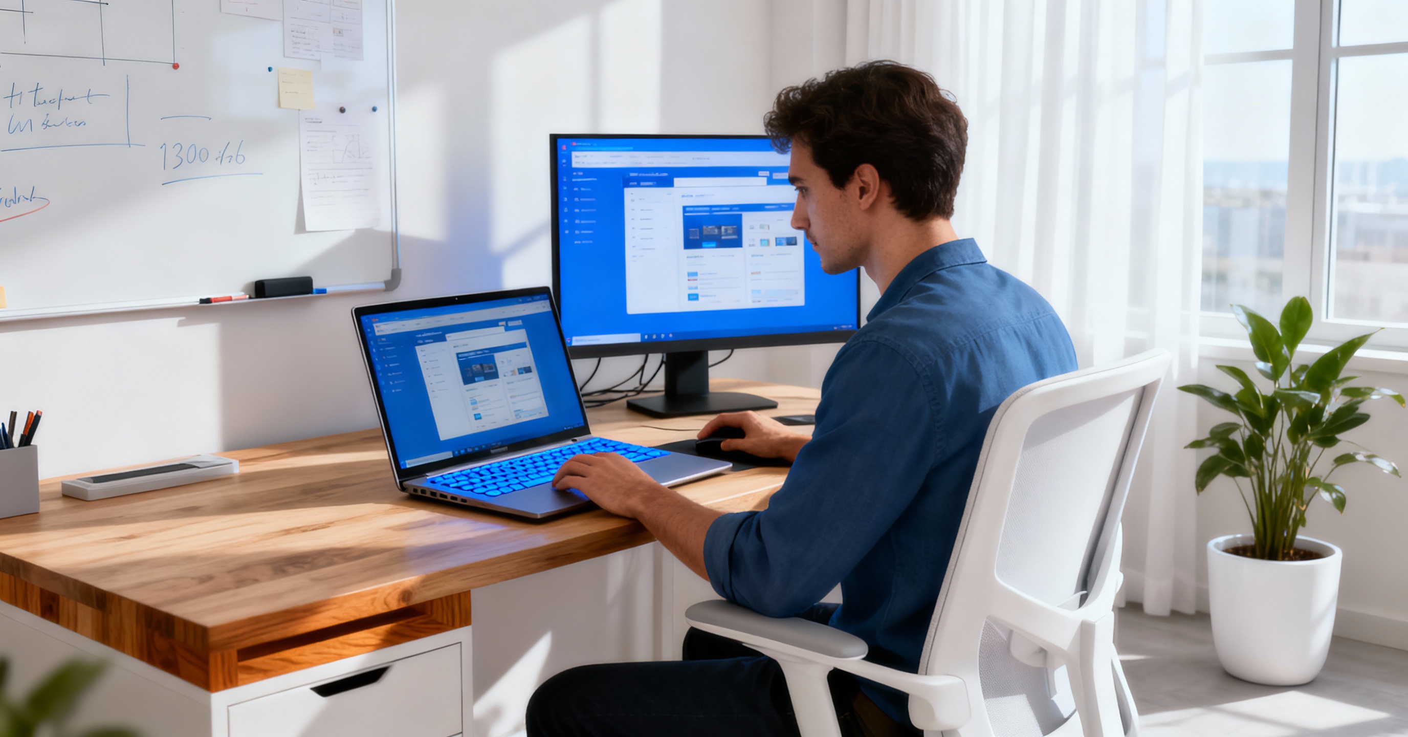 Diseñador trabajando en la creación de una página web profesional para pequeña empresa