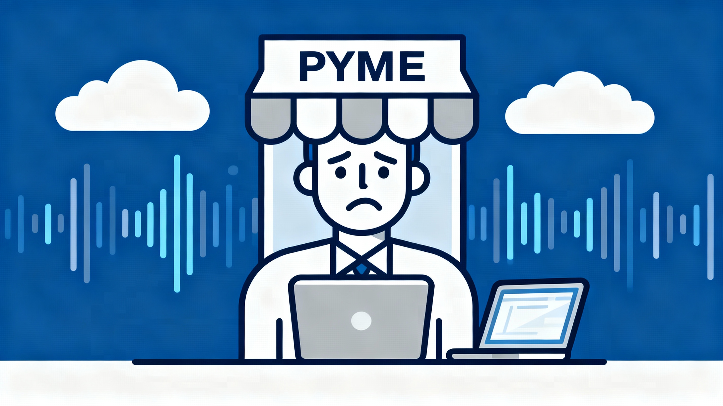 Propietario de PYME preocupado frente al ordenador por el fin del programa Kit Digital