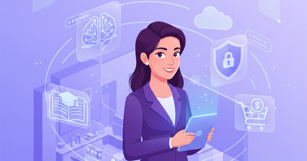 Empresaria de pyme trabajando con tecnologías digitales modernas